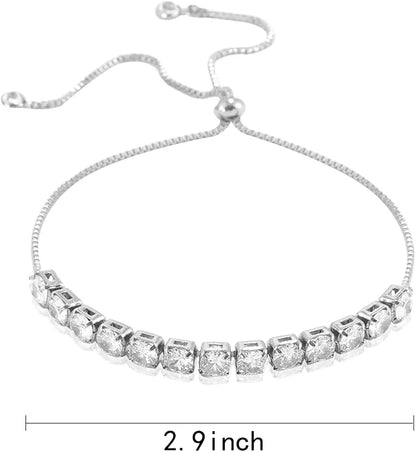 Wedding Bridesmaid Jewelry Set Necklace Earring Bracelet Wedding Jewelry Set 3A Cube Oxidation Jewelry Set Hypoallergenic Wedding Jewelry Bridesmaid Gift (Adjustable