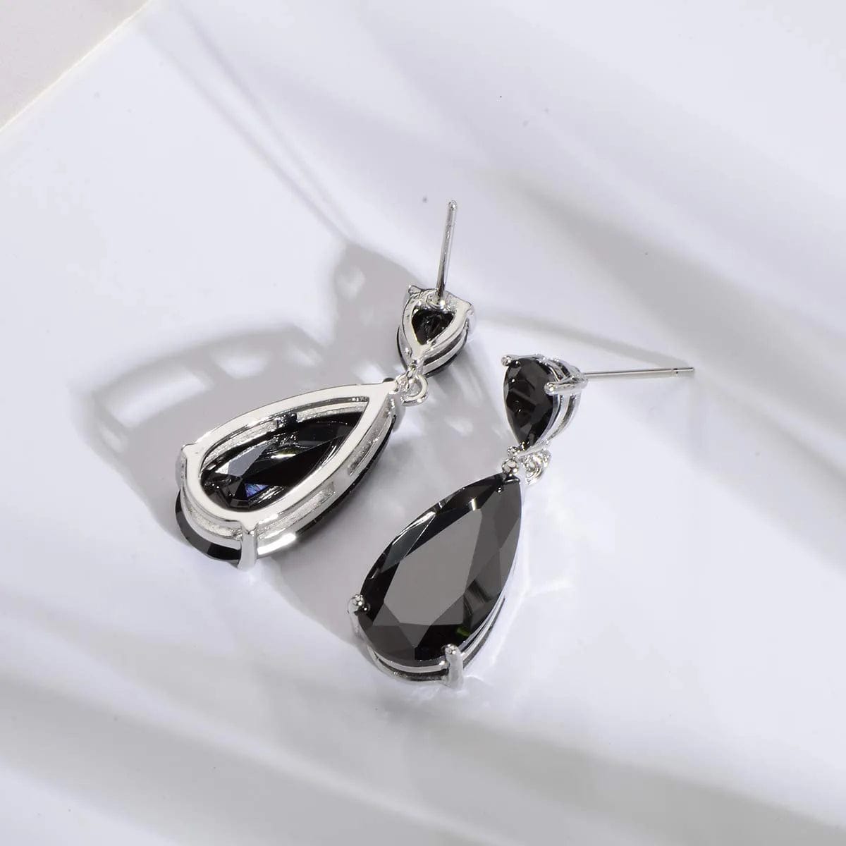 Wedding Jewelry Set for Bridesmaids - Sterling Silver Teardrop CZ Crystal Cubic Zirconia Rhinestone Diamond Bridal Necklace Earrings Set for Bride Mother of Bride Party Prom Birthstone Costume Jewelry