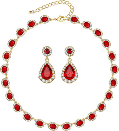 Wedding Jewelry Set for Women Bridal Necklace and Earrings for Bridemaids Costume Jewelry Set for Women Bridal Jewelry Set for Wedding Prom Jewelry Set Siam