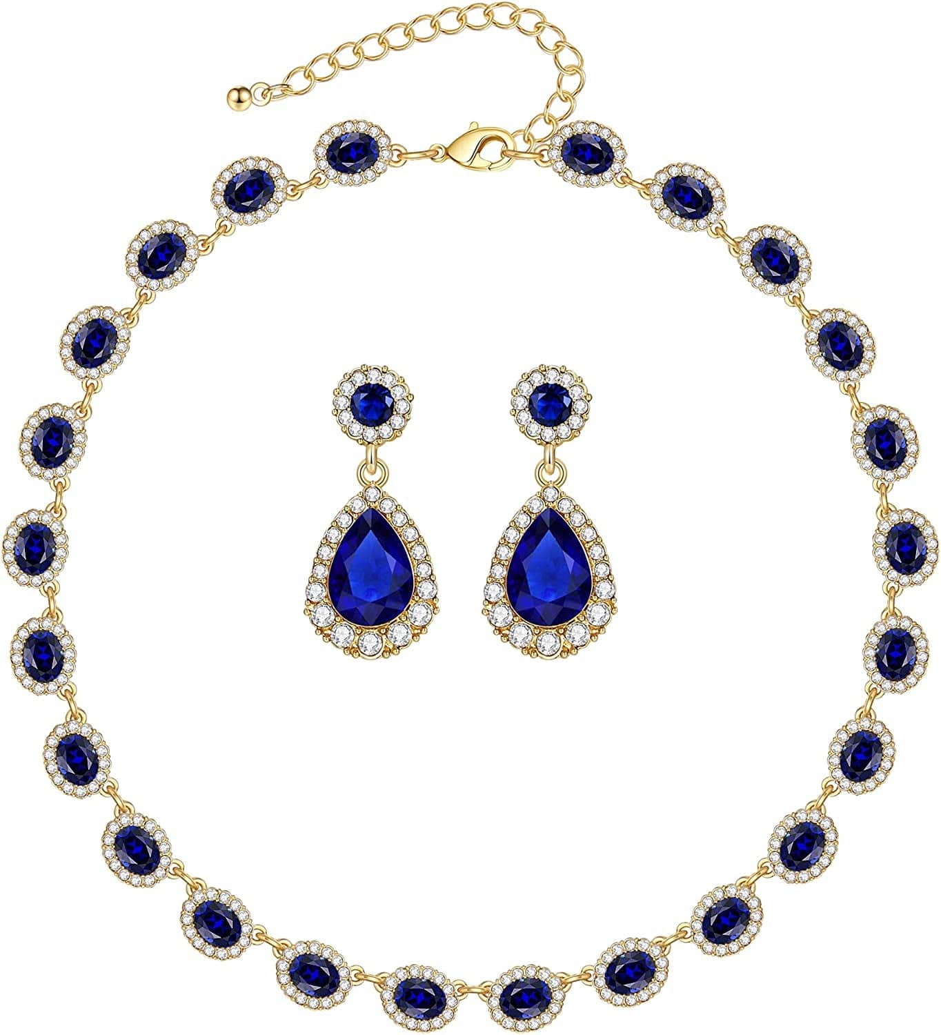 Wedding Jewelry Set for Women Bridal Necklace and Earrings for Bridemaids Costume Jewelry Set for Women Bridal Jewelry Set for Wedding Prom Jewelry Set Montana