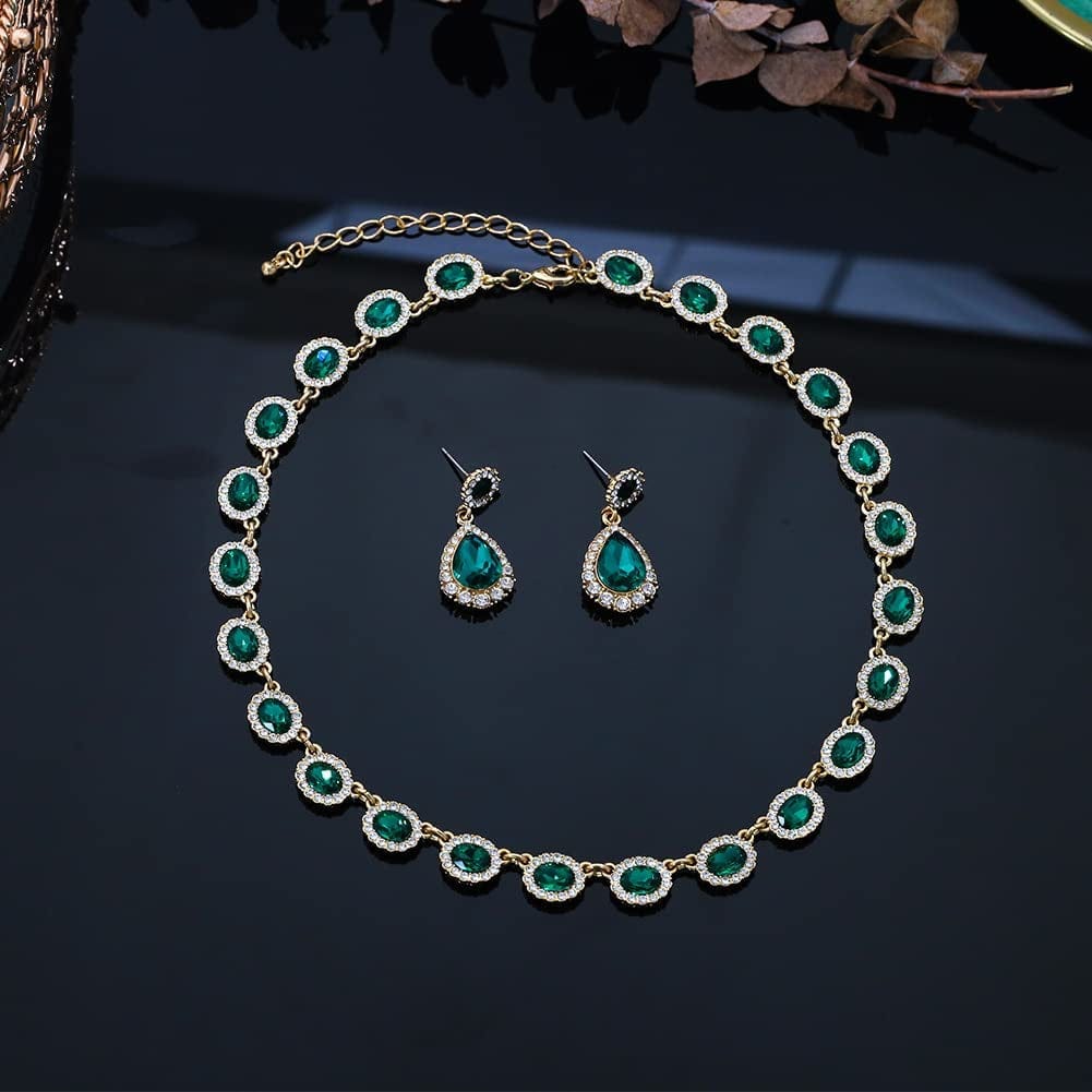 Wedding Jewelry Set for Women Bridal Necklace and Earrings for Bridemaids Costume Jewelry Set for Women Bridal Jewelry Set for Wedding Prom Jewelry Set