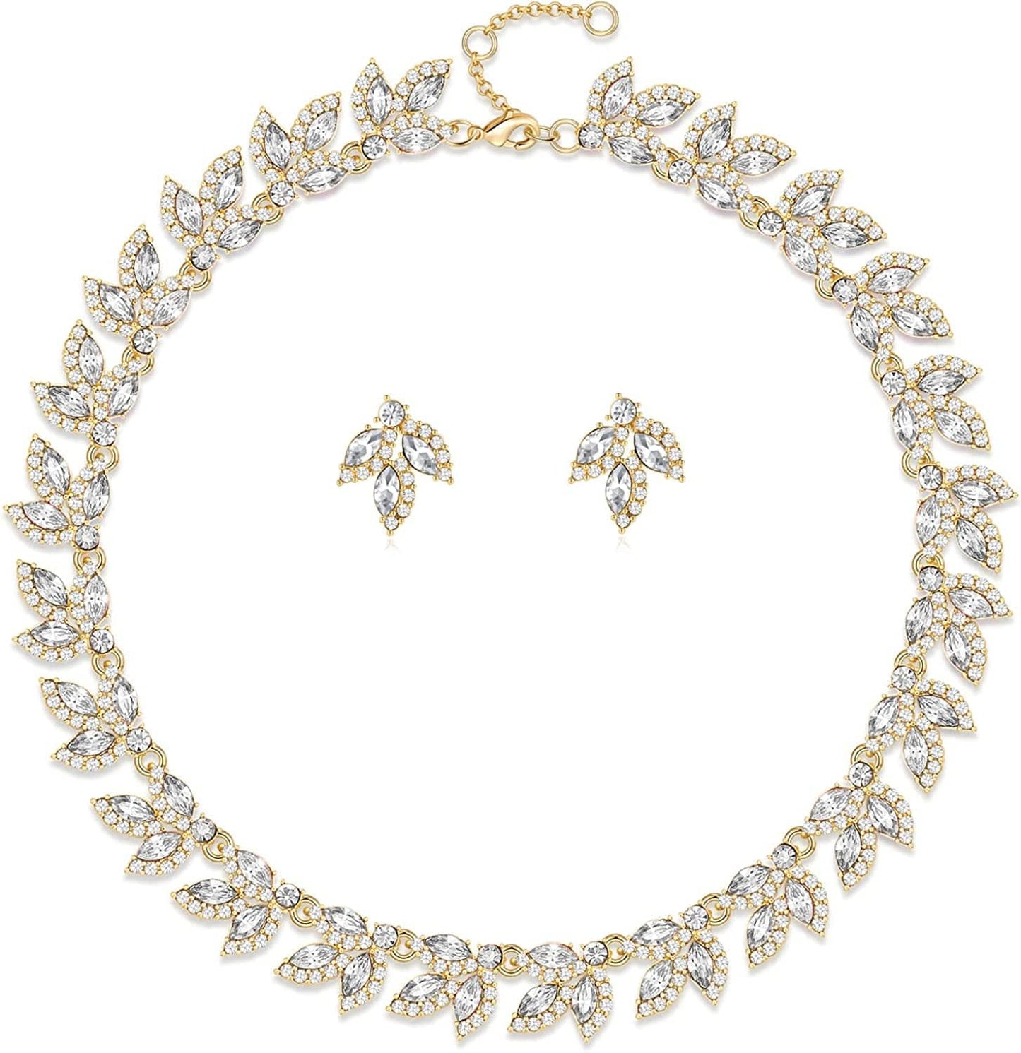 Wedding Jewelry Set Rhinestone Necklace Bridal Jewelry Set Costume Jewelry Sets for Women Wedding Bridal Jewelry White