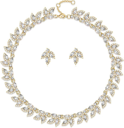 Wedding Jewelry Set Rhinestone Necklace Bridal Jewelry Set Costume Jewelry Sets for Women Wedding Bridal Jewelry White