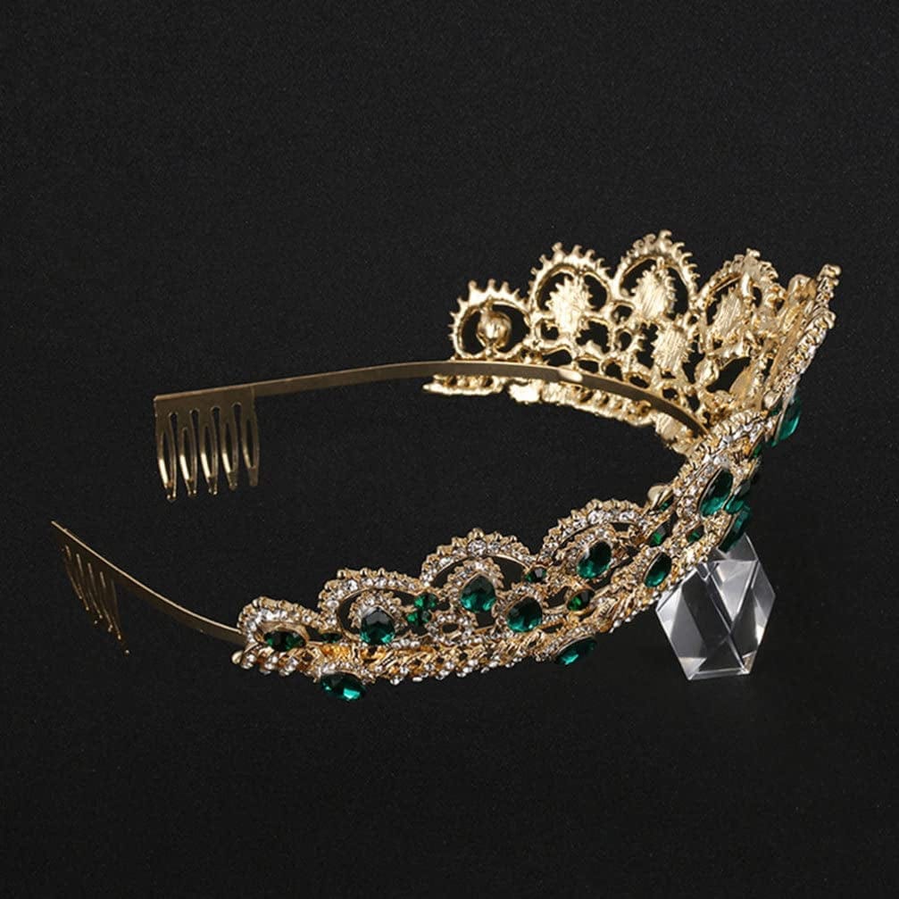 Wedding Tiaras and Earrings Set, Tiara and Necklace Set, Wedding Bridal Flower Jewelry Set Baroque Tiara Crystal Crown with Comb Retro Rhinestone Necklace Earrings Bridesmaids Queen Costume for Prom Party