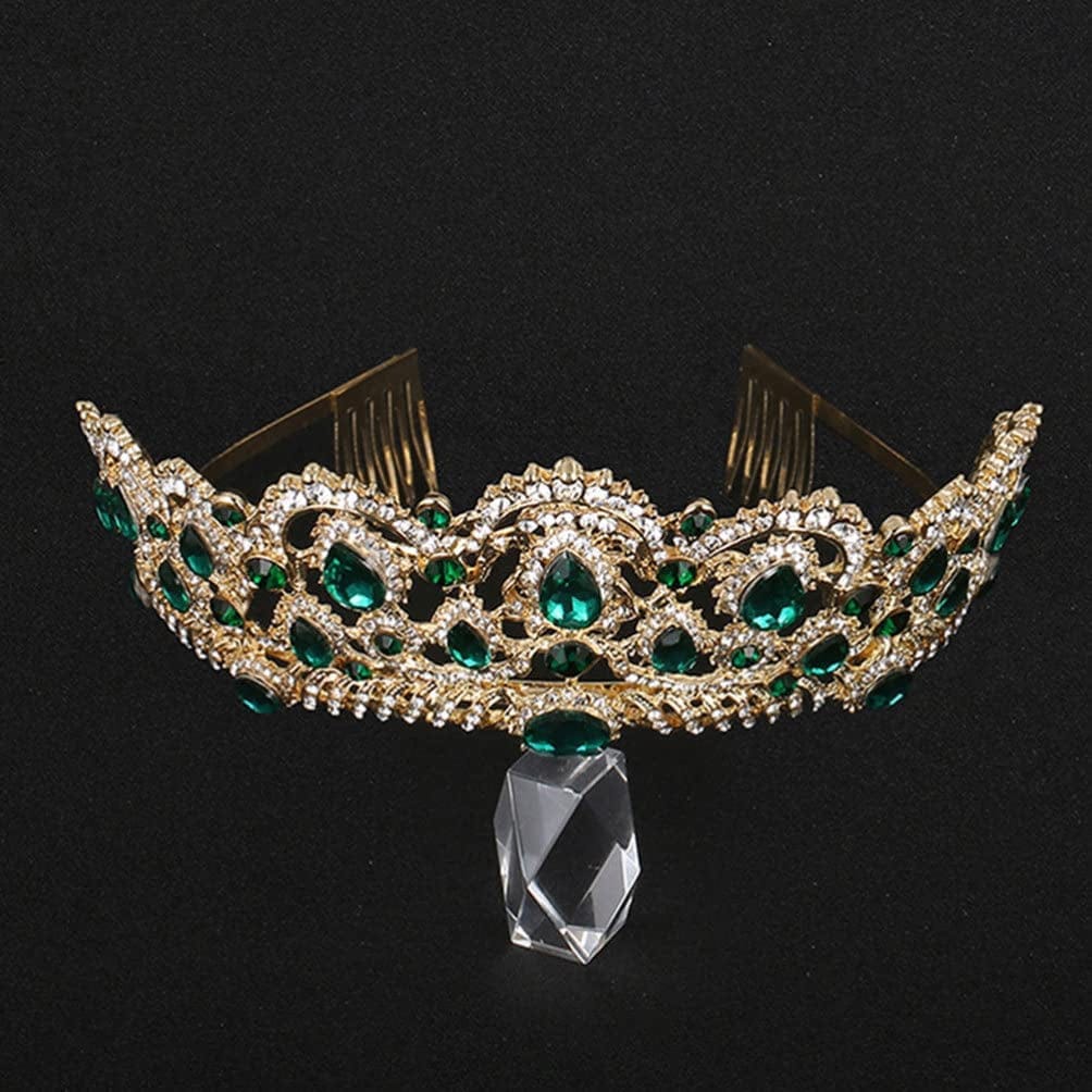 Wedding Tiaras and Earrings Set, Tiara and Necklace Set, Wedding Bridal Flower Jewelry Set Baroque Tiara Crystal Crown with Comb Retro Rhinestone Necklace Earrings Bridesmaids Queen Costume for Prom Party