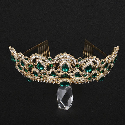 Wedding Tiaras and Earrings Set, Tiara and Necklace Set, Wedding Bridal Flower Jewelry Set Baroque Tiara Crystal Crown with Comb Retro Rhinestone Necklace Earrings Bridesmaids Queen Costume for Prom Party