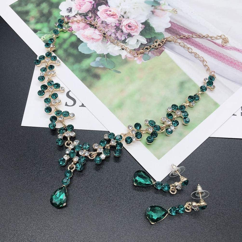 Wedding Tiaras and Earrings Set, Tiara and Necklace Set, Wedding Bridal Flower Jewelry Set Baroque Tiara Crystal Crown with Comb Retro Rhinestone Necklace Earrings Bridesmaids Queen Costume for Prom Party