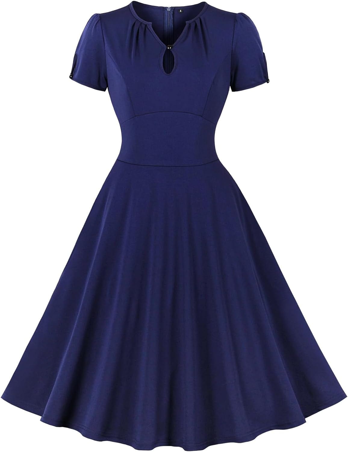 Wellwits Women'S Bubble Sleeve Keyhole Front 1940S Cocktail Formal Vintage Dress Navy / 12-14