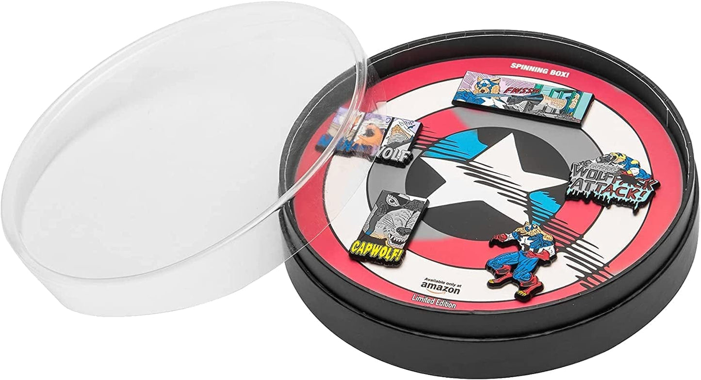 Werewolf Captain America Black Nickel Plate Finish Metal-Based with Enamel 5 Lapel Pin Set. Comes in an Officially Licensed Spinning 16Cm Circular Window Box. ( Exclusive).