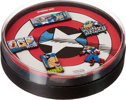 Werewolf Captain America Black Nickel Plate Finish Metal-Based with Enamel 5 Lapel Pin Set. Comes in an Officially Licensed Spinning 16Cm Circular Window Box. ( Exclusive).