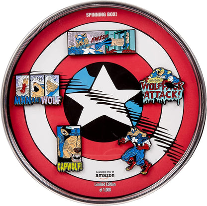 Werewolf Captain America Black Nickel Plate Finish Metal-Based with Enamel 5 Lapel Pin Set. Comes in an Officially Licensed Spinning 16Cm Circular Window Box. ( Exclusive). Werewolf Captain America