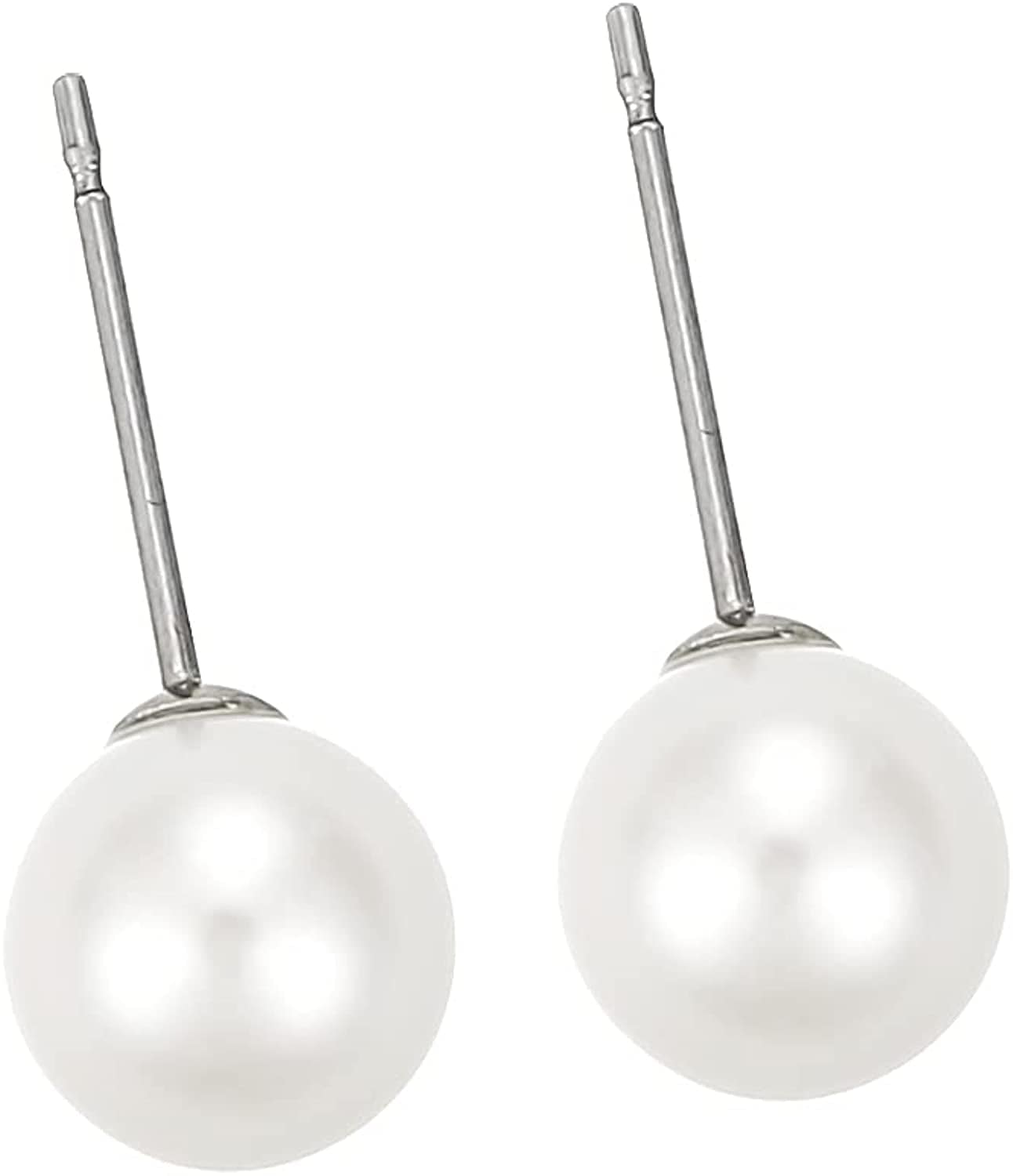White 8Mm Glass Pearls Necklace Bracelet Earring Jewelry 3 Set Wholesale for Women Little Girls