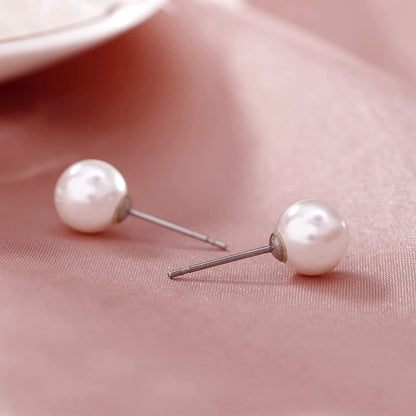 White 8Mm Glass Pearls Necklace Bracelet Earring Jewelry 3 Set Wholesale for Women Little Girls