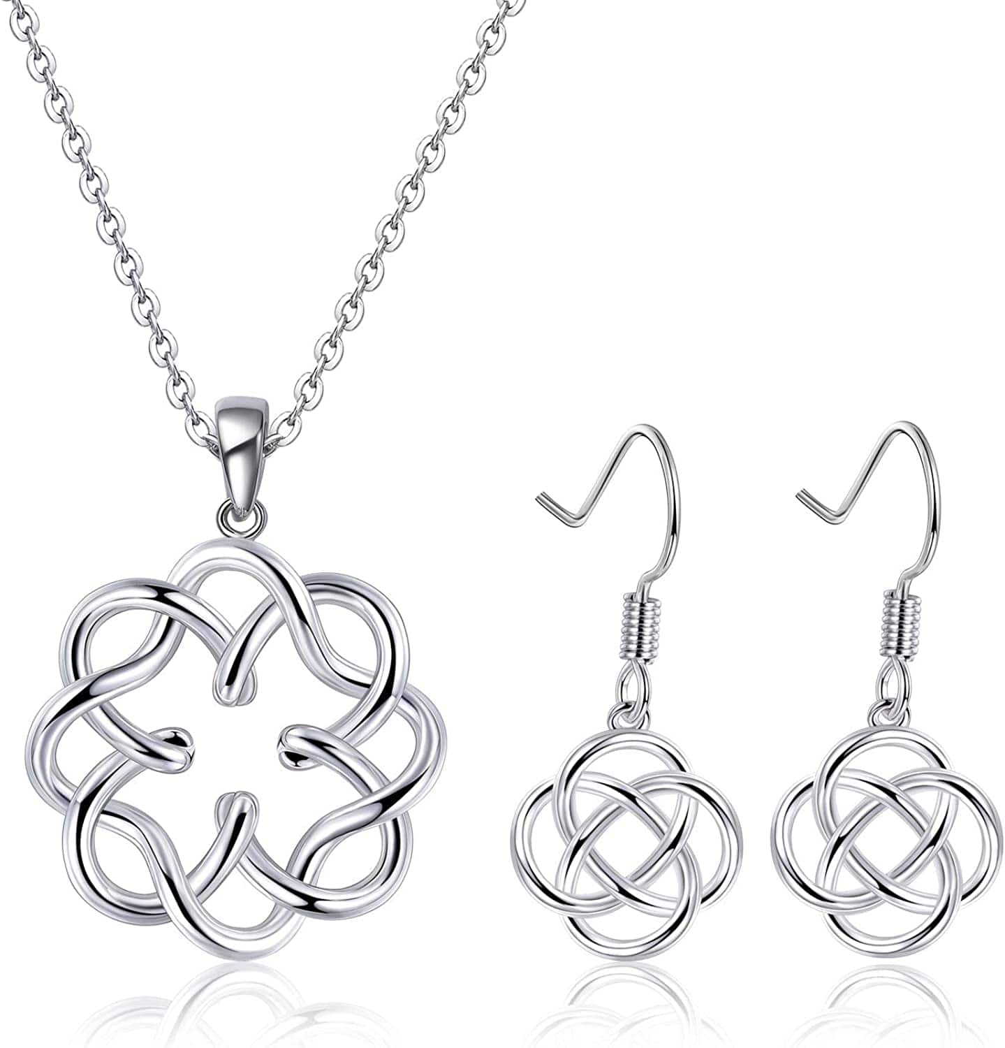 White Fire Opal Pendant Necklace for Women Gemstone Birthstone Jewelry Gifts for Girls … H-Celtic knot jewelry set