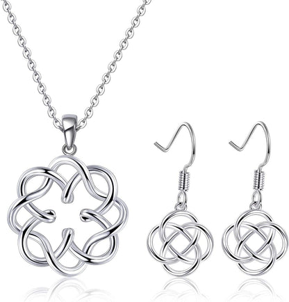 White Fire Opal Pendant Necklace for Women Gemstone Birthstone Jewelry Gifts for Girls … H-Celtic knot jewelry set