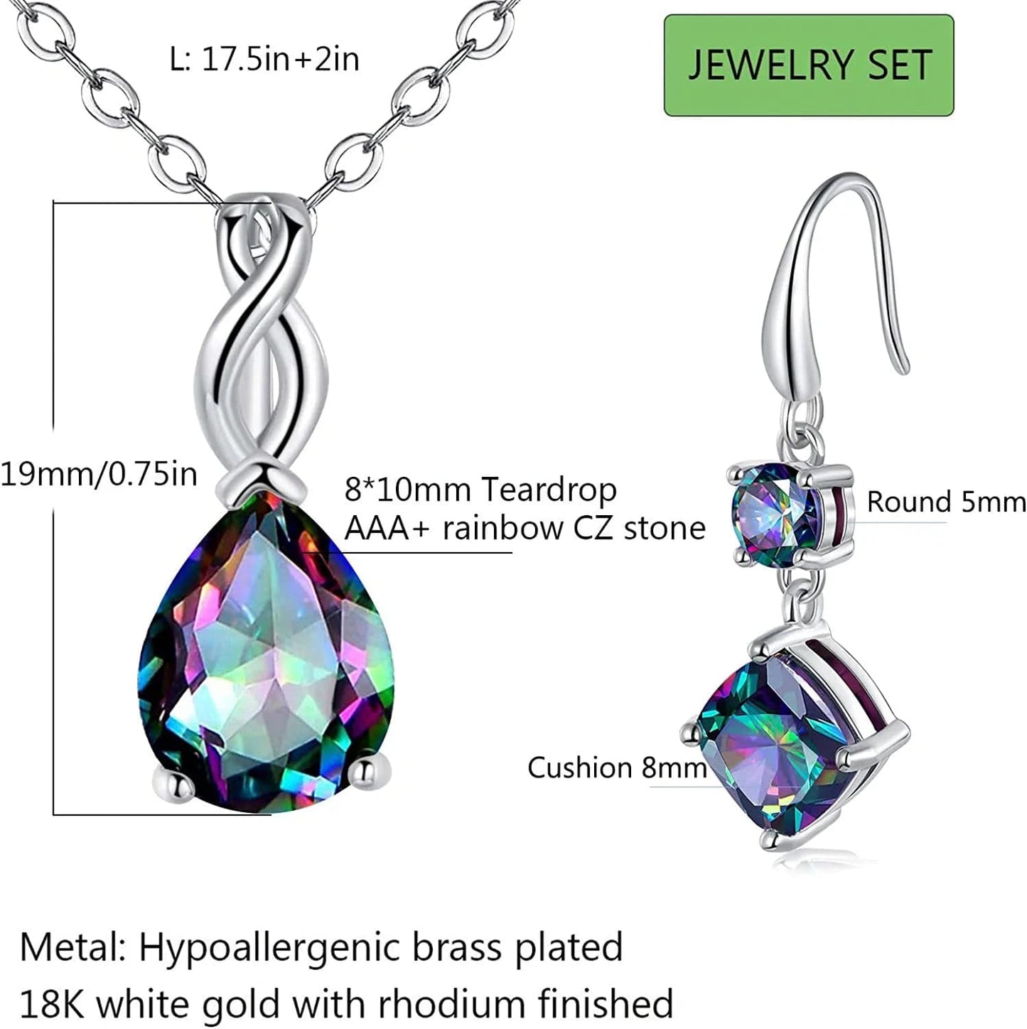 White Fire Opal Pendant Necklace for Women Gemstone Birthstone Jewelry Gifts for Girls …