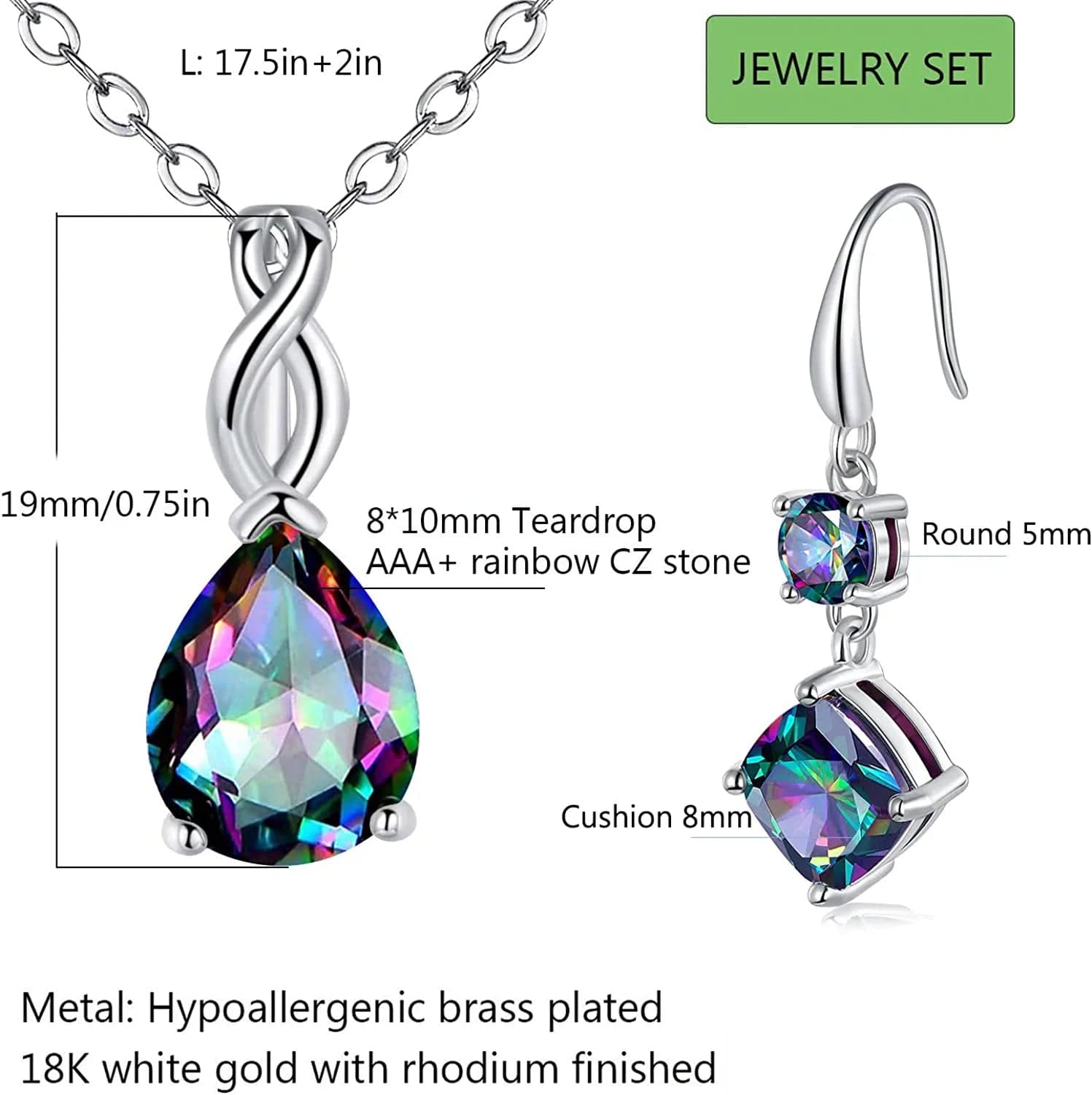White Fire Opal Pendant Necklace for Women Gemstone Birthstone Jewelry Gifts for Girls …