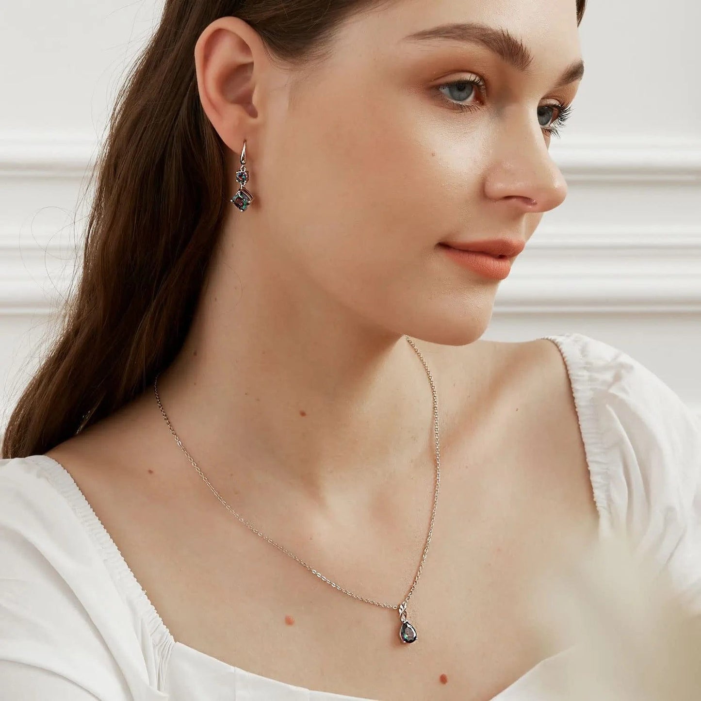 White Fire Opal Pendant Necklace for Women Gemstone Birthstone Jewelry Gifts for Girls …