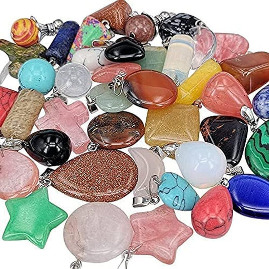 Wholesale Lots Mix Random 40Pcs Artificial Glass Stone like Pendants Charms Crystal Stone Beads Bracelet Necklace Charm