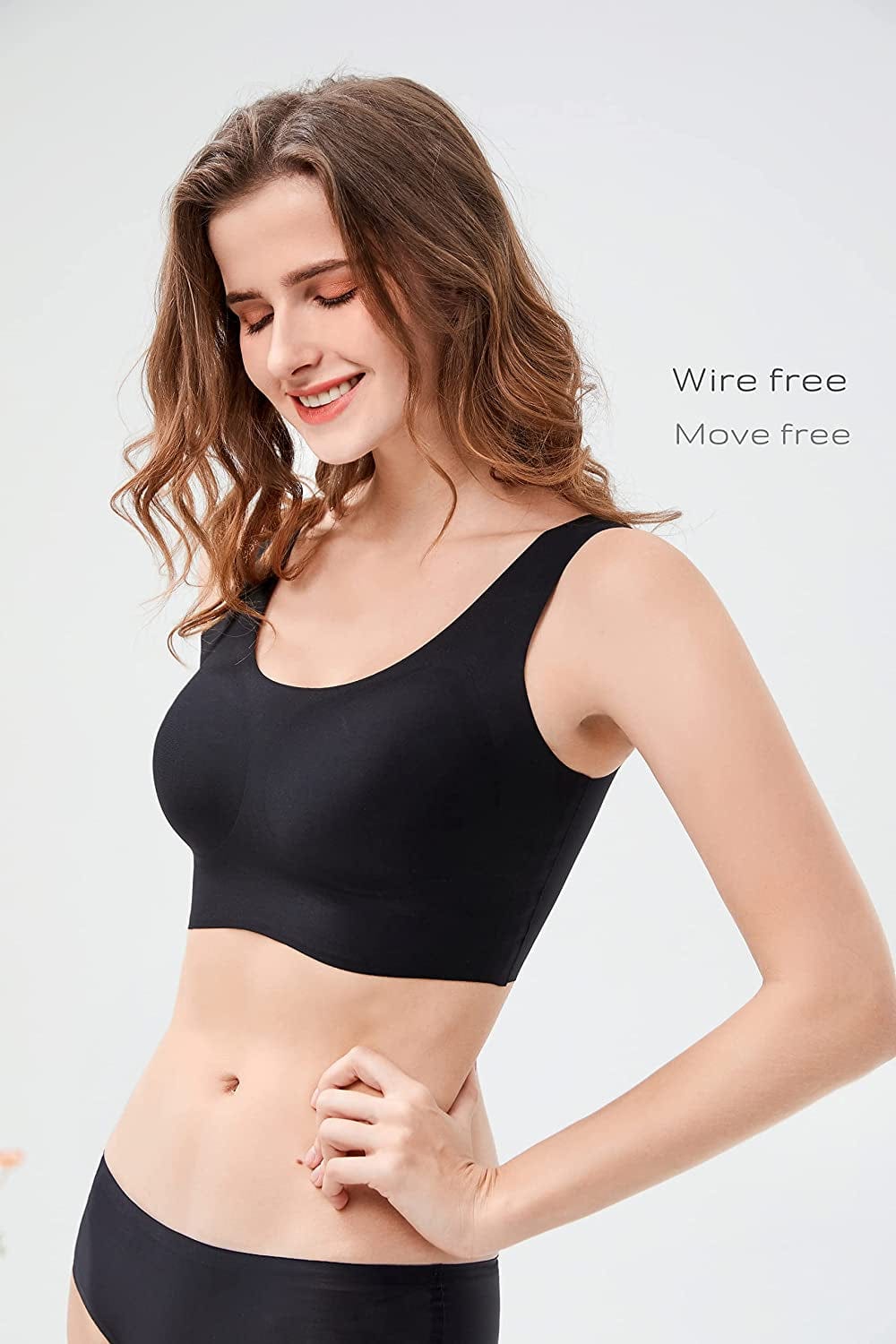 Wide Straps Wireless Bras for Women Thin Soft Pullover Seamless Back Smoothing Lounge Sleep Removable Pads Yoga