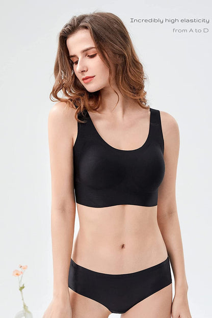 Wide Straps Wireless Bras for Women Thin Soft Pullover Seamless Back Smoothing Lounge Sleep Removable Pads Yoga