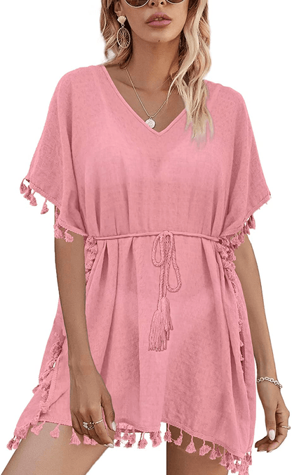WIHOLL Women'S Tassel Swimsuit Beach Bathing Suit Cover Ups for Swimwear Apparel & Accessories > Clothing > Swimwear Kylie Max   