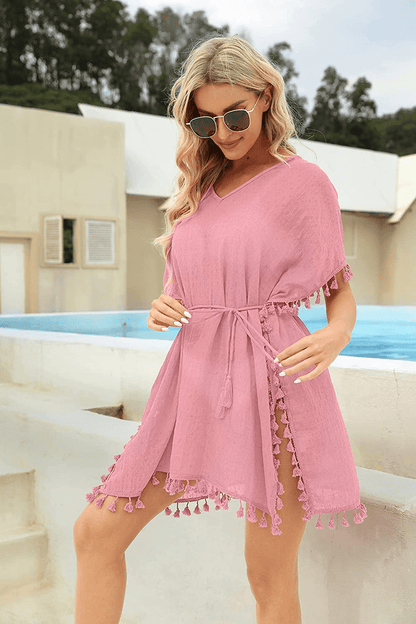 WIHOLL Women'S Tassel Swimsuit Beach Bathing Suit Cover Ups for Swimwear Apparel & Accessories > Clothing > Swimwear Kylie Max   