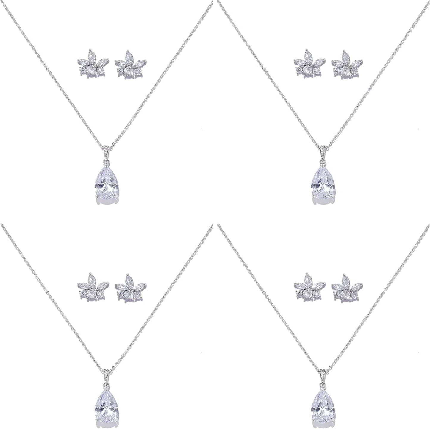 Will You Be My Bridesmaid Jewelry Set for Wedding of 4 6 8 Bridesmaid Teardrop Necklace Earrings Set,Bridesmaid Proposal Gifts Set white-drop-4set