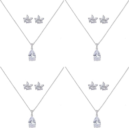 Will You Be My Bridesmaid Jewelry Set for Wedding of 4 6 8 Bridesmaid Teardrop Necklace Earrings Set,Bridesmaid Proposal Gifts Set white-drop-4set