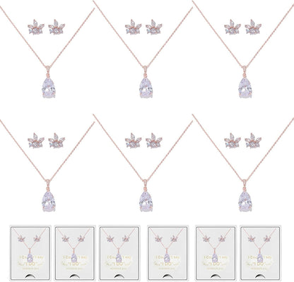 Will You Be My Bridesmaid Jewelry Set for Wedding of 4 6 8 Bridesmaid Teardrop Necklace Earrings Set,Bridesmaid Proposal Gifts Set rose-drop-6set