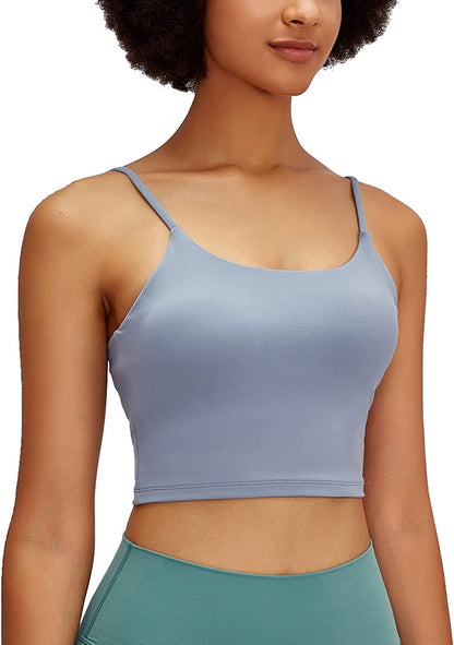 Willit Women'S Padded Sports Bra Yoga Fitness Workout Running Shirts Athletic Bra Top Dusty Blue / Small