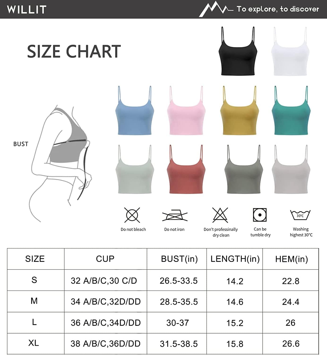 Willit Women'S Padded Sports Bra Yoga Fitness Workout Running Shirts Athletic Bra Top