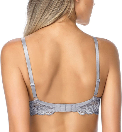Wingslove Women'S Push up Bra Lace Comfort Padded Bra Add 1 Cup Brassiere Plunge Underwire Bra Lift up Bras