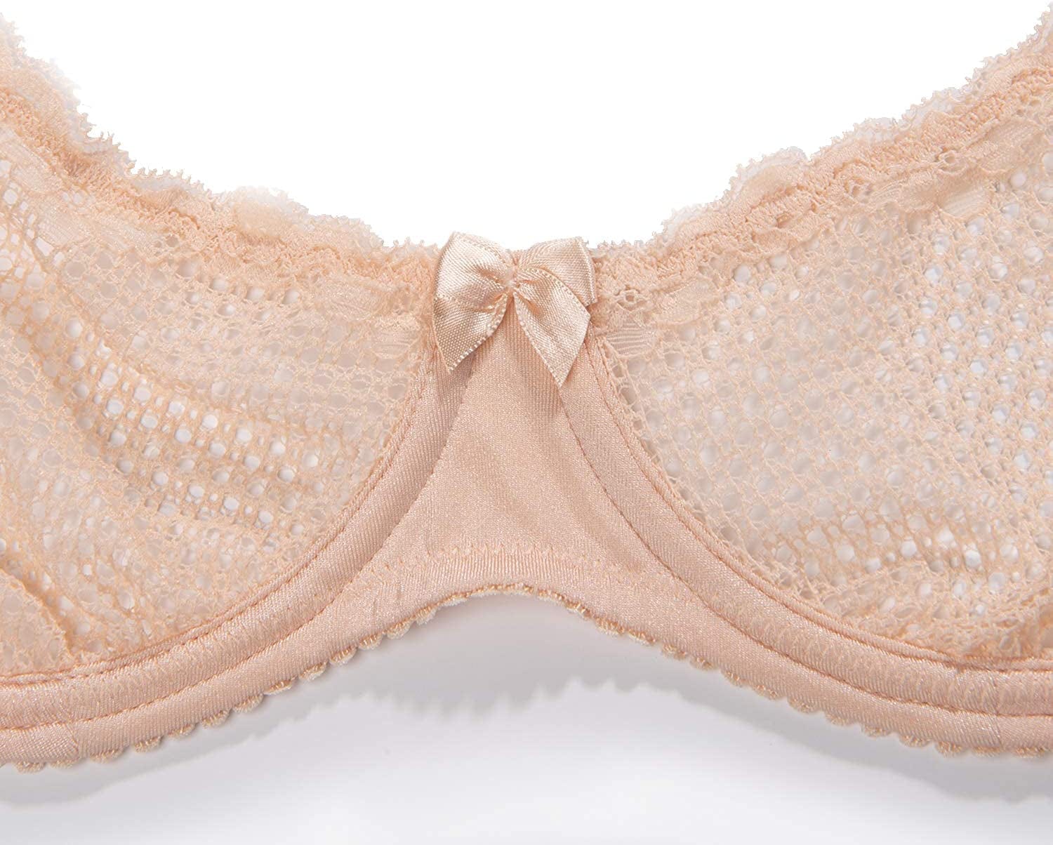 Wingslove Women'S Sexy Lace Bra See through Mesh Unlined Balconette Demi Cup Underwire Non-Padded Lingerie