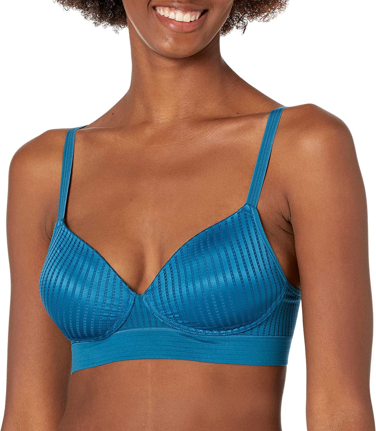 Wireless Bra, Full-Coverage No-Dig Bra, Our Best T-Shirt Bra, Convertible Wirefree Bra with Foam Cups Petro Teal / Medium