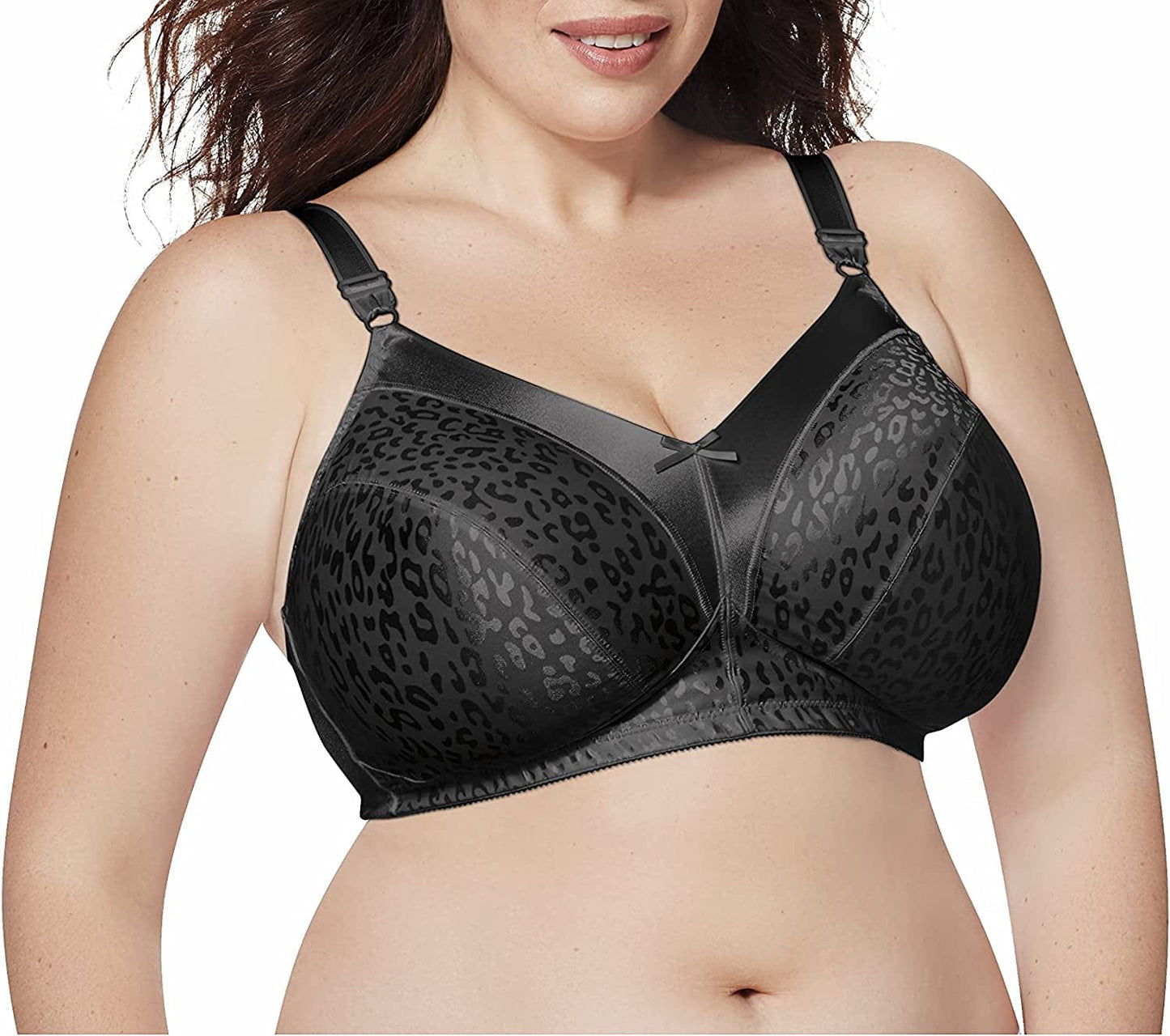 Wireless Bra Pack, Full Coverage, Leopard Satin, Wirefree Plus-Size Bra, (Sizes from 32C to 50DD) Black / 1 / 42B