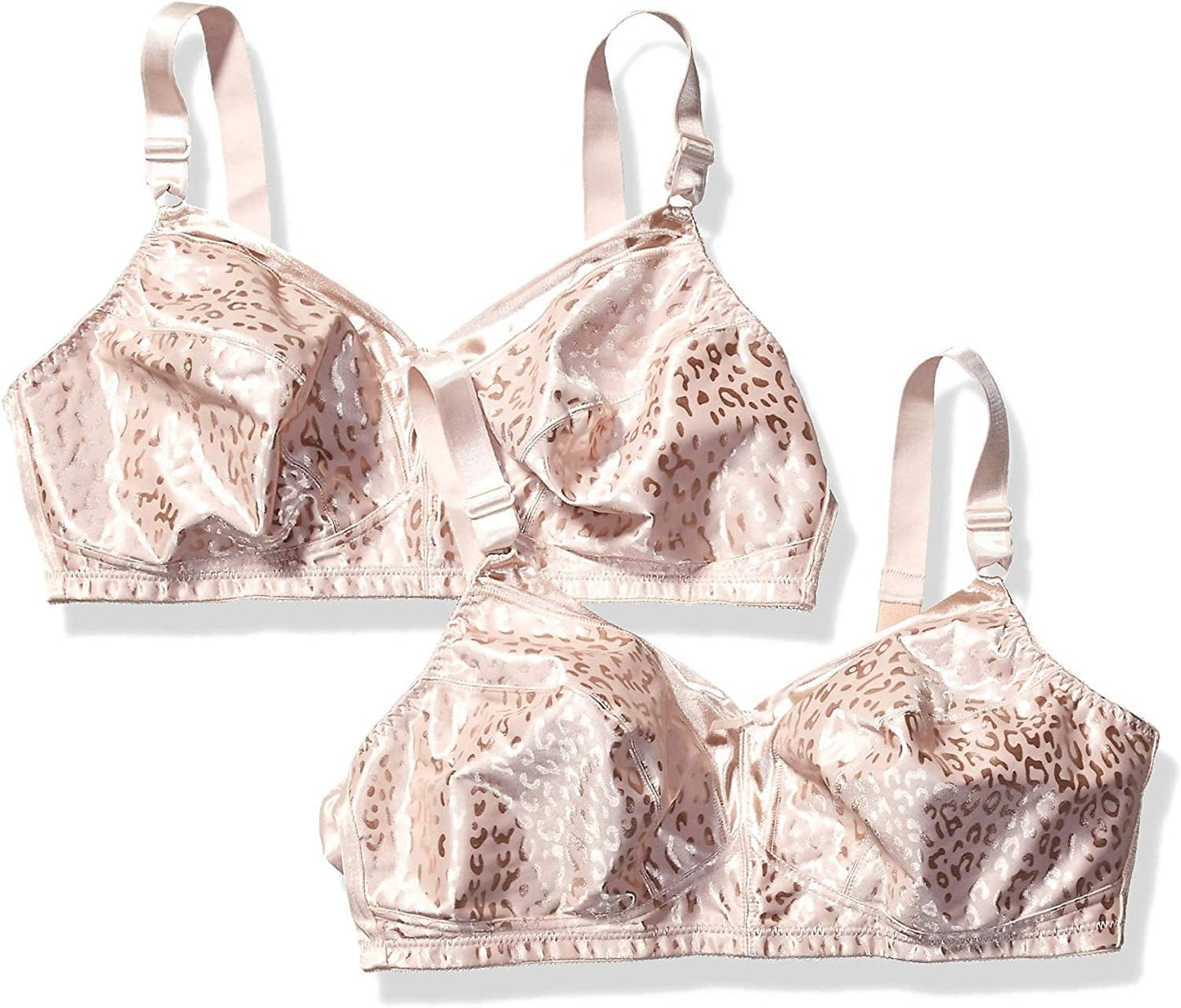 Wireless Bra Pack, Full Coverage, Leopard Satin, Wirefree Plus-Size Bra, (Sizes from 32C to 50DD) 2 Pack - Rosewood / 2 / 42B