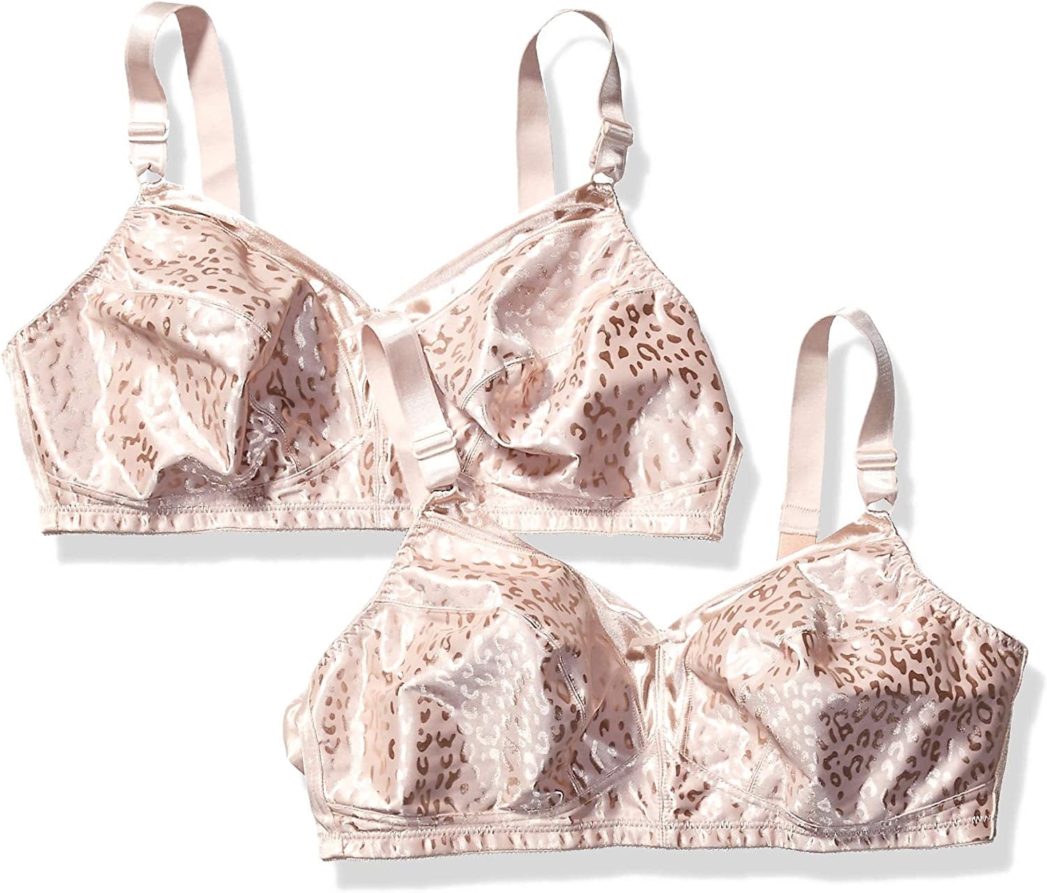 Wireless Bra Pack, Full Coverage, Leopard Satin, Wirefree Plus-Size Bra, (Sizes from 32C to 50DD) 2 Pack - Rosewood / 2 / 42B