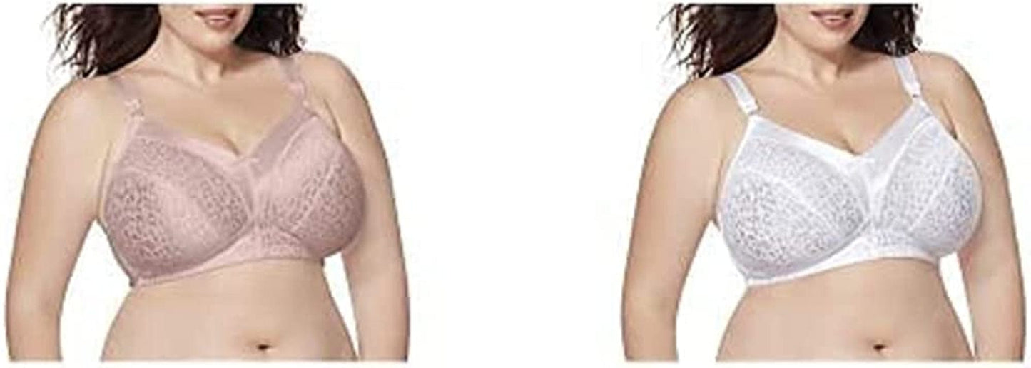 Wireless Bra Pack, Full Coverage, Leopard Satin, Wirefree Plus-Size Bra, (Sizes from 32C to 50DD) White/Rosewood / 2 / 44D