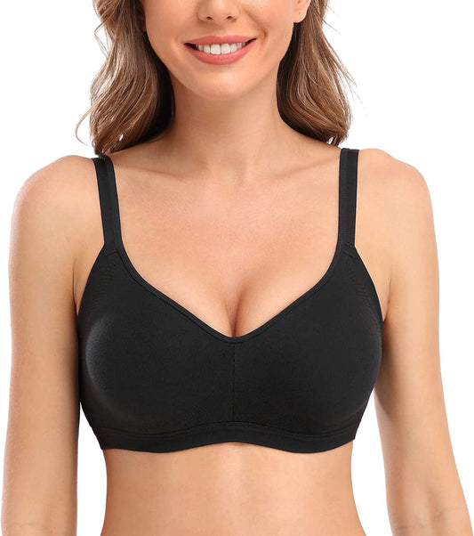 Wireless Bra, Wire-Free Bra for Women Comfortable with Support, Ultra-Soft Sleep Bras with Adjustable Straps Black / X-Large