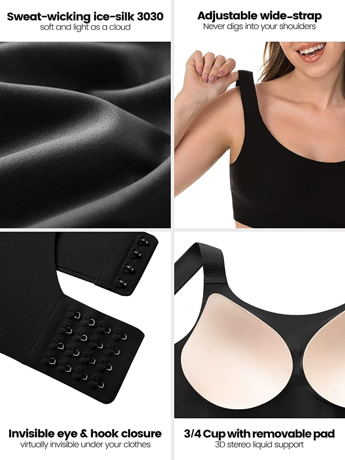 Wireless Bras for Women Extremely Comfortable Seamless Adjustable Minimizer Padded T-Shirt Bras Everyday Bra