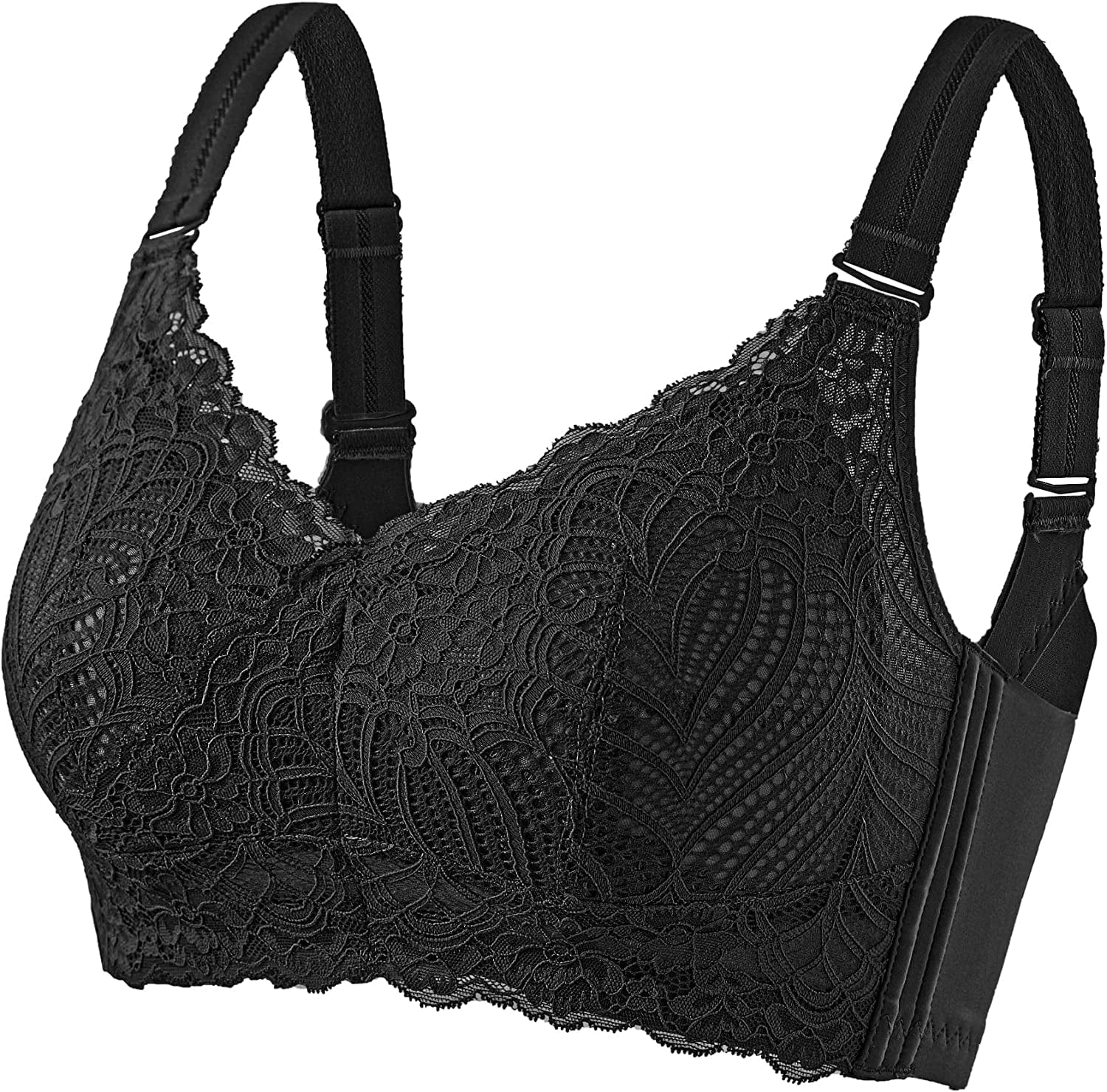 Wireless Bras for Women Full Coverage Comfortable Soft Minimizer Smoothing Back Everyday Bra Black / 40B