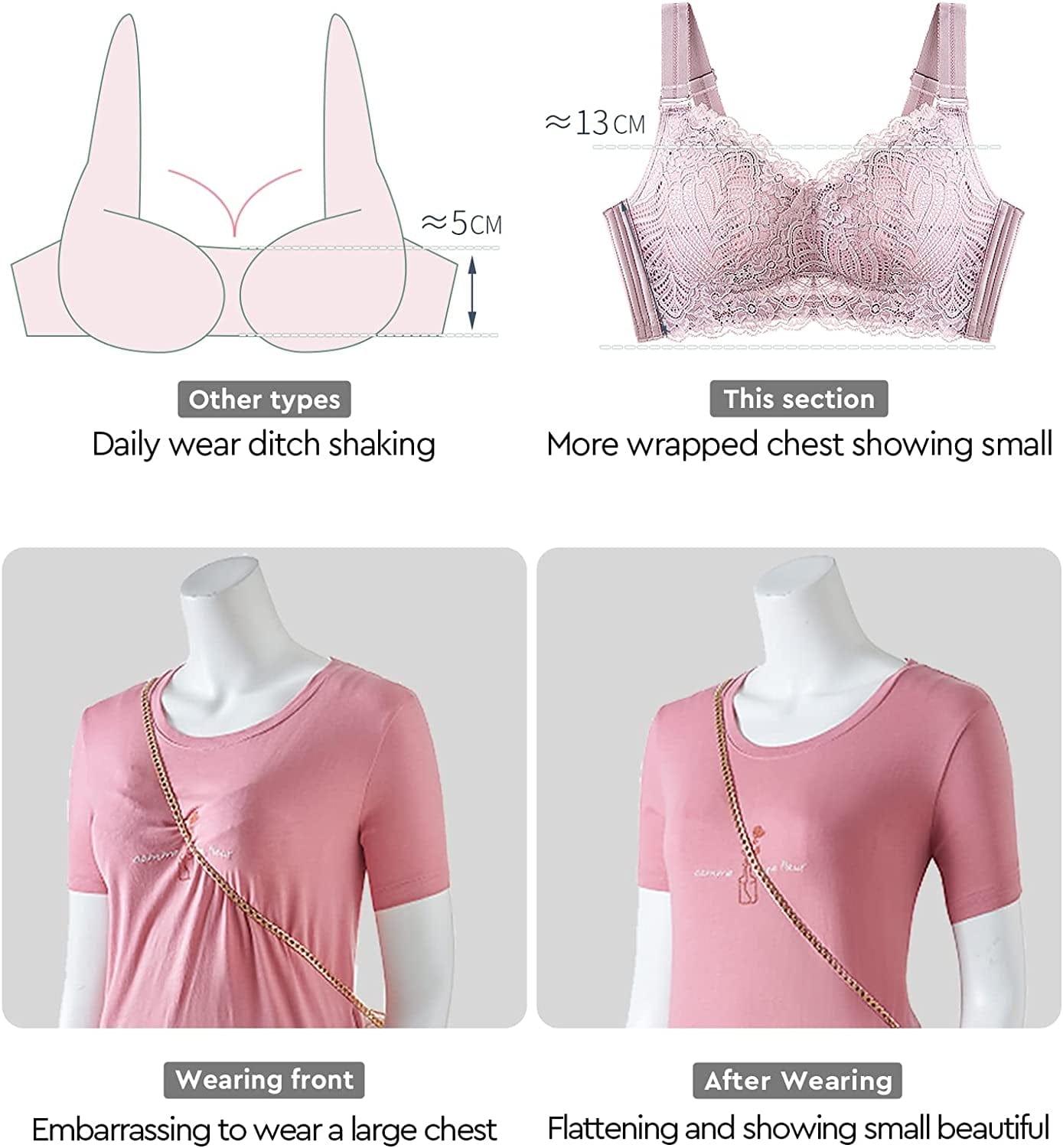 Wireless Bras for Women Full Coverage Comfortable Soft Minimizer Smoothing Back Everyday Bra