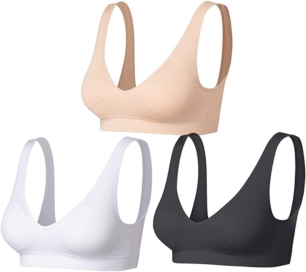 Wireless Bras No Underwire Cami Bras Seamless Wirefree Girls Bras with Removable Pads Black*beige*white / Small