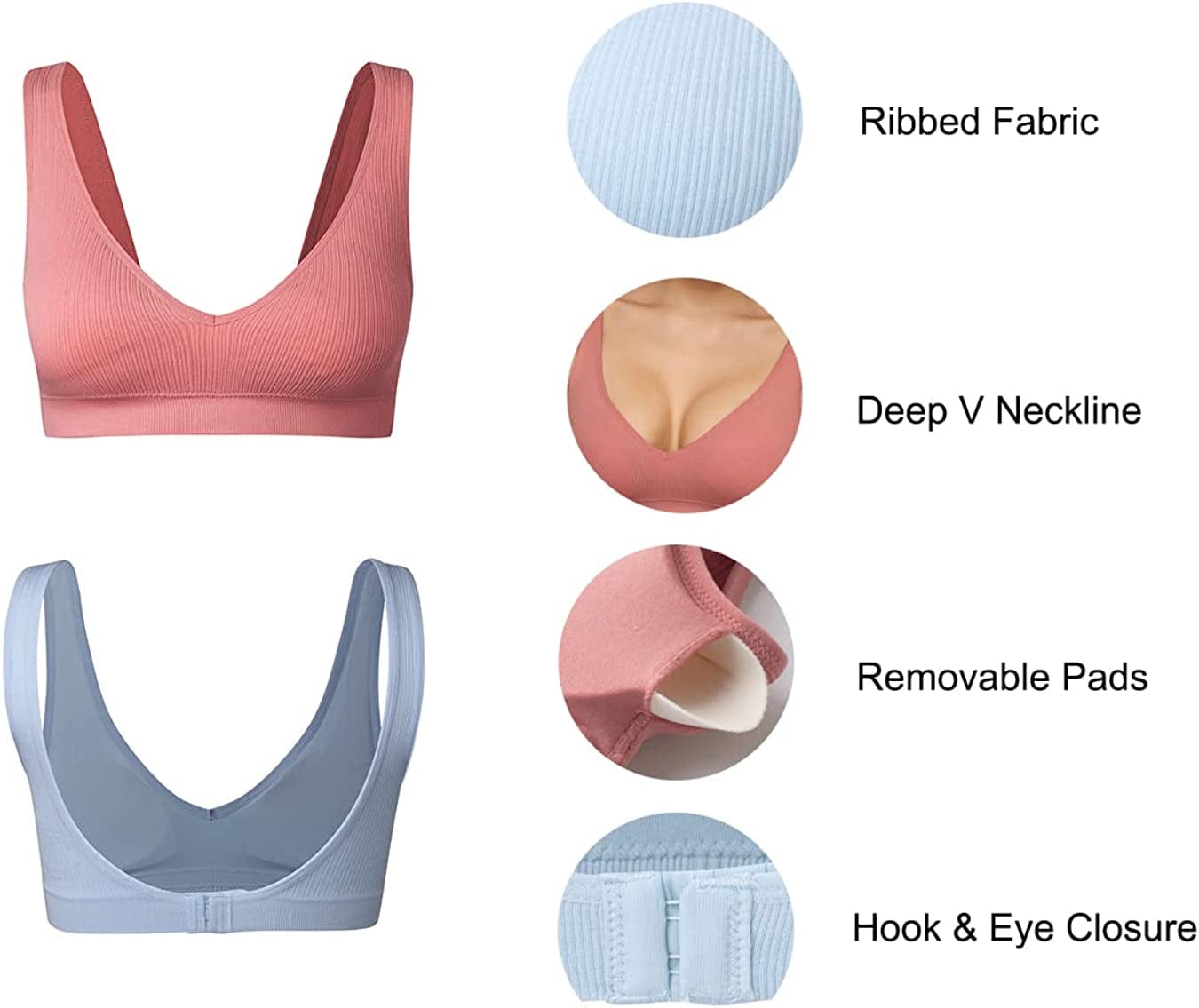 Wireless Bras No Underwire Cami Bras Seamless Wirefree Girls Bras with Removable Pads