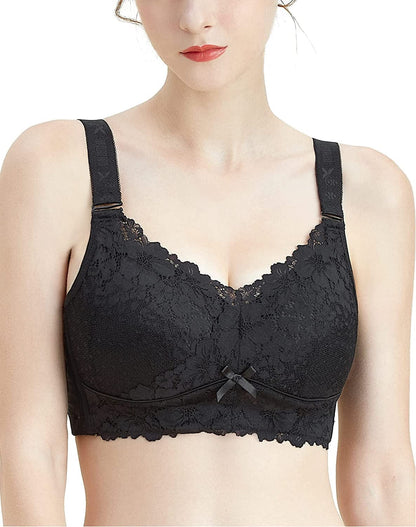 Wireless Full Figure plus Size Minimizer Lightly Lined Cups Womens Bra Black / 36C