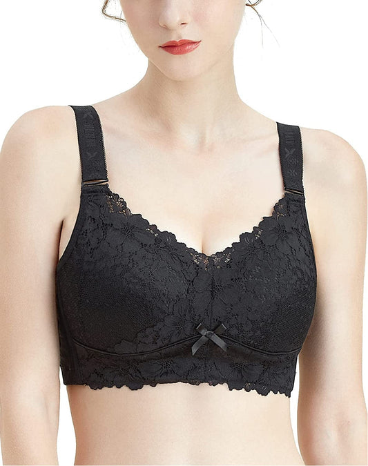 Wireless Full Figure plus Size Minimizer Lightly Lined Cups Womens Bra Black / 36C