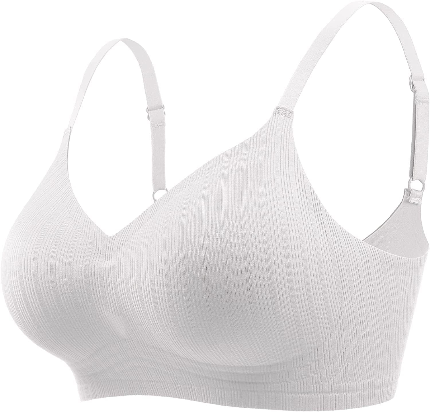 Wireless Push up Bra for Women Silicone Soft Support Seamless Adjustable Comfortable Wire Free Bralette White / XX-Large Petite