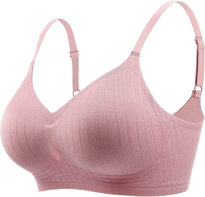 Wireless Push up Bra for Women Silicone Soft Support Seamless Adjustable Comfortable Wire Free Bralette Pink / X-Large Petite