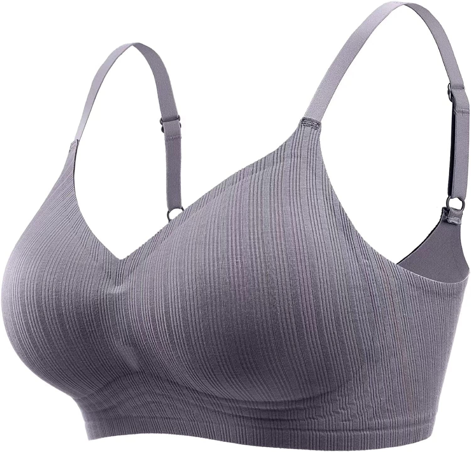 Wireless Push up Bra for Women Silicone Soft Support Seamless Adjustable Comfortable Wire Free Bralette Grey / X-Large Petite